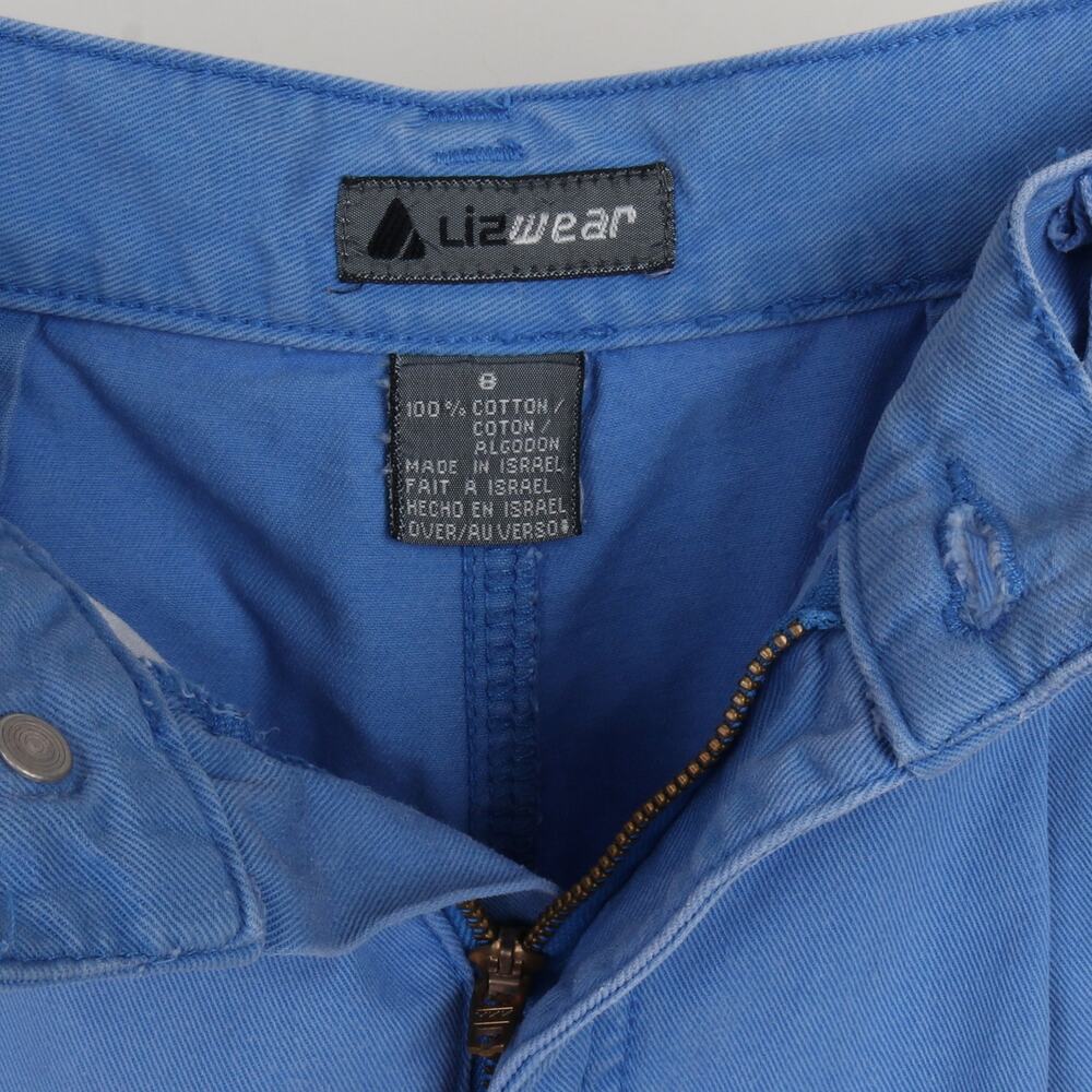 Vintage 90s LizWear Blue Cotton Pleated Long Trouser Shorts 8 - Picture 8 of 8